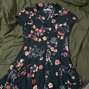 Kimchi blue teal floral romper button front with pockets!!